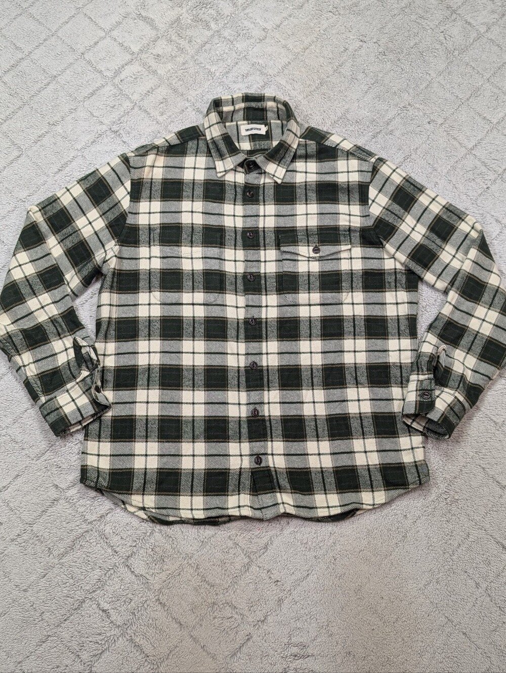 Taylor Stitch Shirt Mens XL Green Forest Plaid Crater Heavy Cotton Flannel